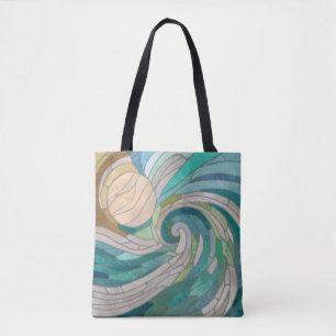Bolso De Tela Ola de mosaico y luna
