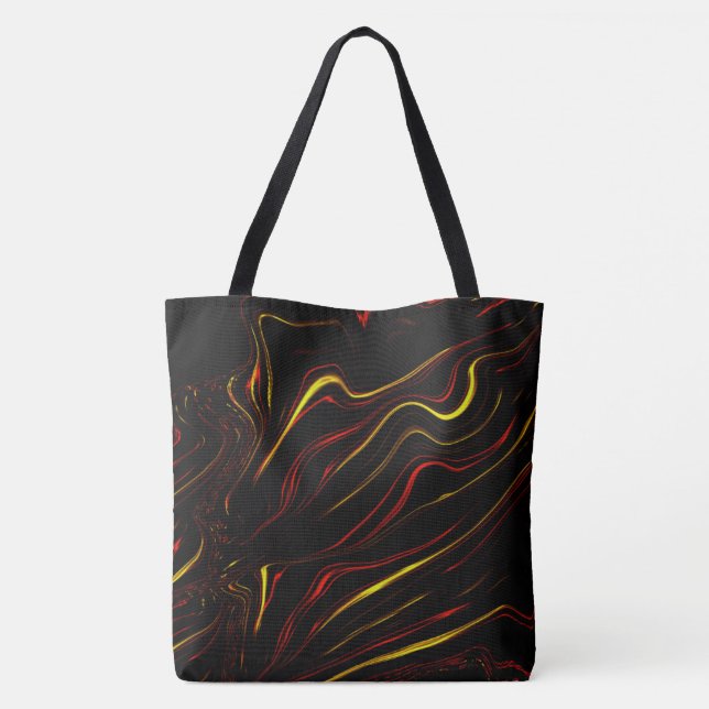 Bolso De Tela Ola de oro rojo largos trazos sobre fondo oscuro (Reverso)