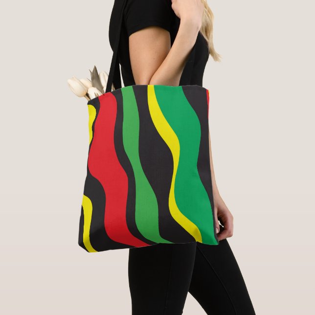 Bolso De Tela Ola de rasta negra verde amarillo rojo (Detalle)