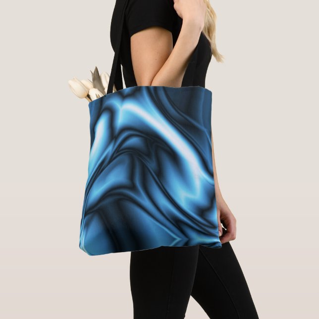 Bolso De Tela Ola de seda azul (Detalle)