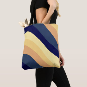 Bolso De Tela Ola de verano retro Naranja azul marina #1