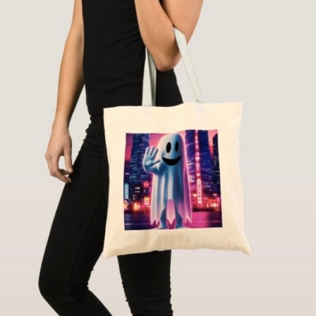 Bolso De Tela Ola Fantasmagórica y Luces Urbanas (100% natural material 100% cotton D: 15.75"l x 15.25"w 5 handle colors.

)