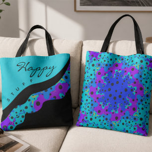 Bolso De Tela Ola Moderna Negra y Púrpura