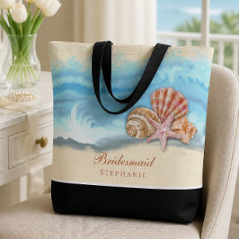 Bolso De Tela Ola Romántica del Océano Azul y Bodas con Conchas 