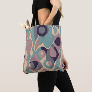 Bolso De Tela Olas abstractas moradas y azules silenciadas