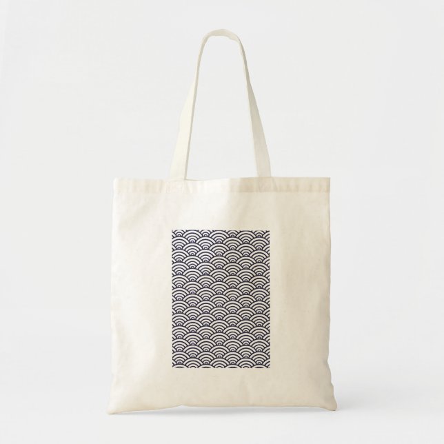 Bolso De Tela Olas Azules Japonesas Seigaiha Mar (Frente)