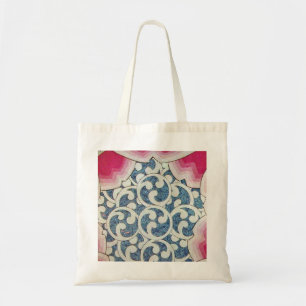 BOLSO DE TELA OLAS BLANCAS AZULES ROJAS, PINCHAS ABSTRACTAS