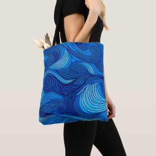 Bolso De Tela Olas de agua de océano azul turquesa abstracto  