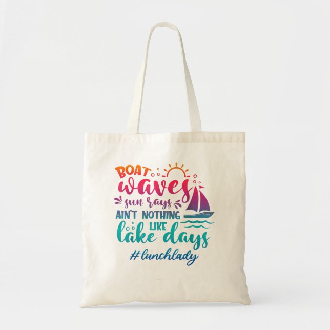 Bolso De Tela Olas de barco Sun Rays Lake Days Lunch Lady Verano (Frente)