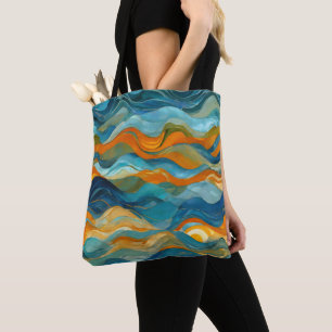 Bolso De Tela Olas de Naranja verde azul "Bolonia"
