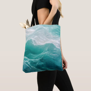 Bolso De Tela Olas de océano azul verdoso abstracto soñador 