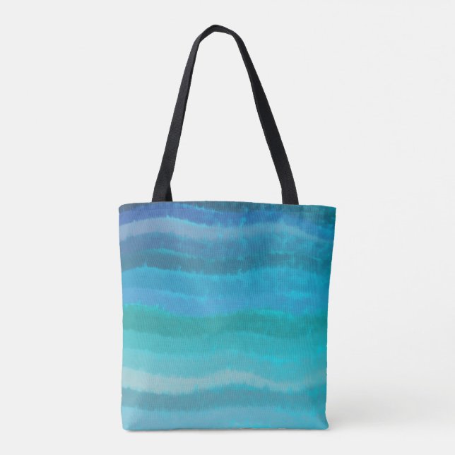 Bolso De Tela Olas De Salado De Playa Costera Sobre Turquesa (Reverso)