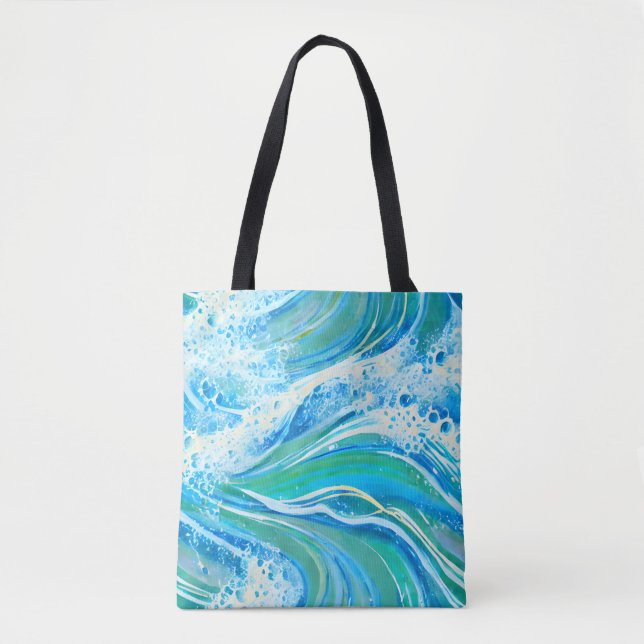 Bolso De Tela Olas del mar de agua azul (Anverso)