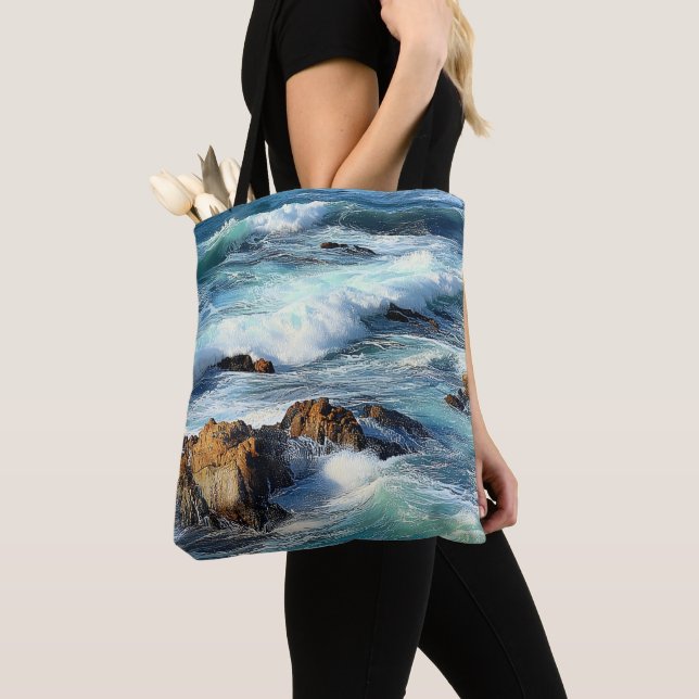 Bolso De Tela Olas del Océano Pacífico (Detalle)