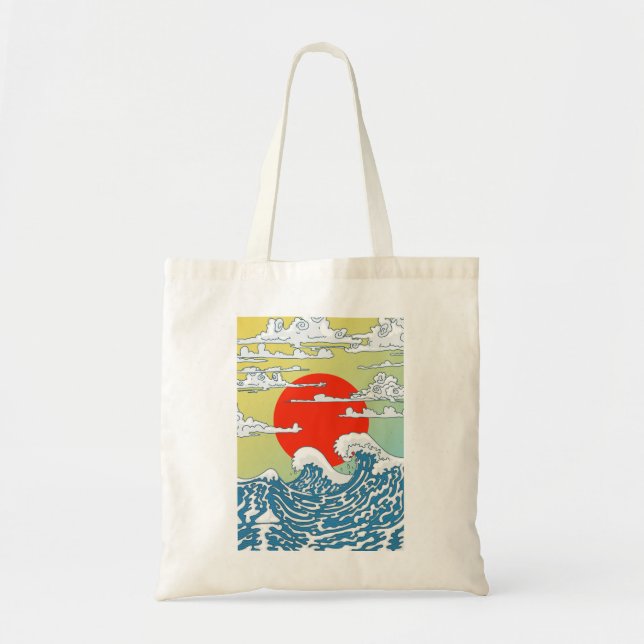 Bolso De Tela Olas Japonesas (Frente)