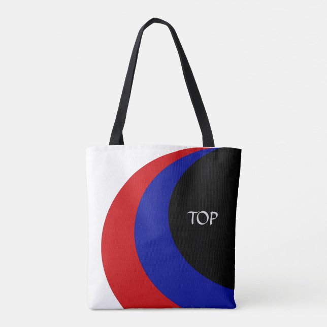 Bolso De Tela Olas modernas negras azules rojas blancas (Reverso)