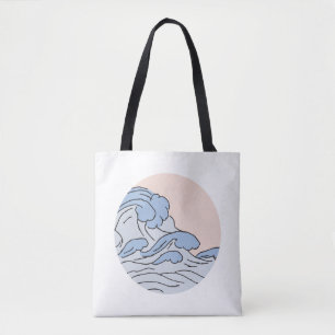 Bolso De Tela Olas Océanas Océanas rosas/azules Estéticas Con Pl