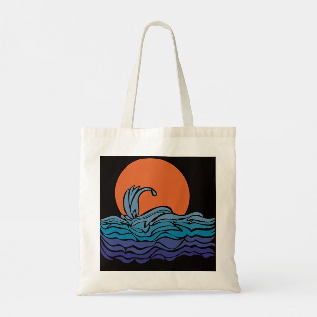 Bolso De Tela Olas oceánicas y puesta de sol (Reverso)