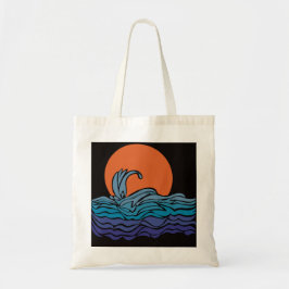Bolso De Tela Olas oceánicas y puesta de sol