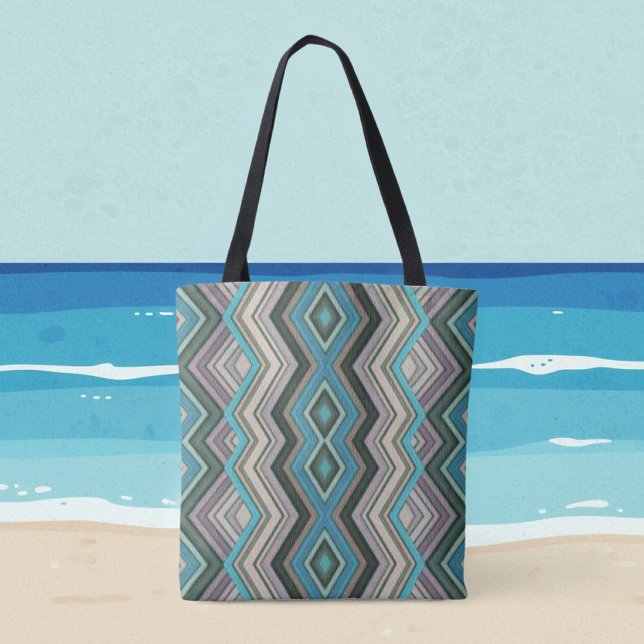 Bolso De Tela Olas oceánicas Zig Zags & Stripes (Subido por el creador)