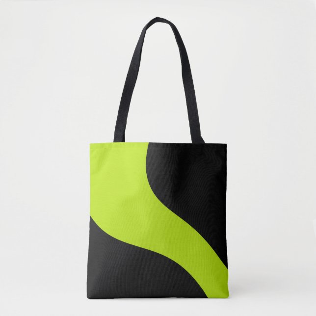 Bolso De Tela Olas simples en verde limón (Anverso)