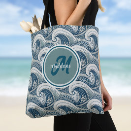 Bolso De Tela Olas y flores de playa polinesia Patrón del océano