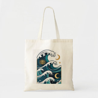 Bolso De Tela Olas y luna con ojo