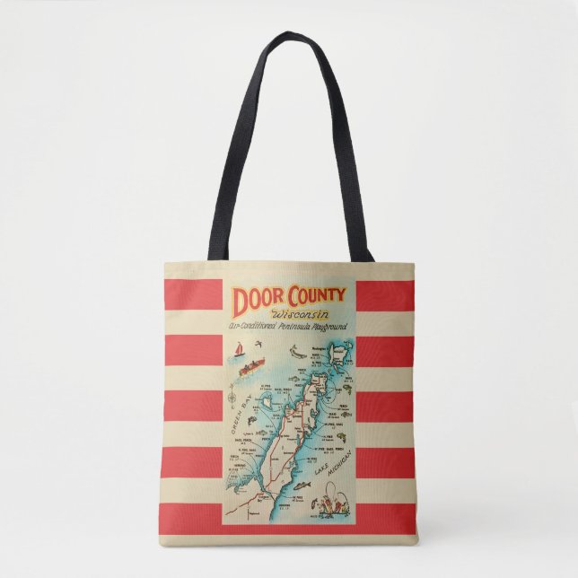 Bolso De Tela Old Door County Map Shoulder Tote (Anverso)