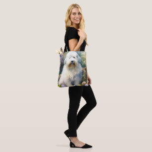 Bolso De Tela Old English Sheepdog con huevos de Pascua festivos