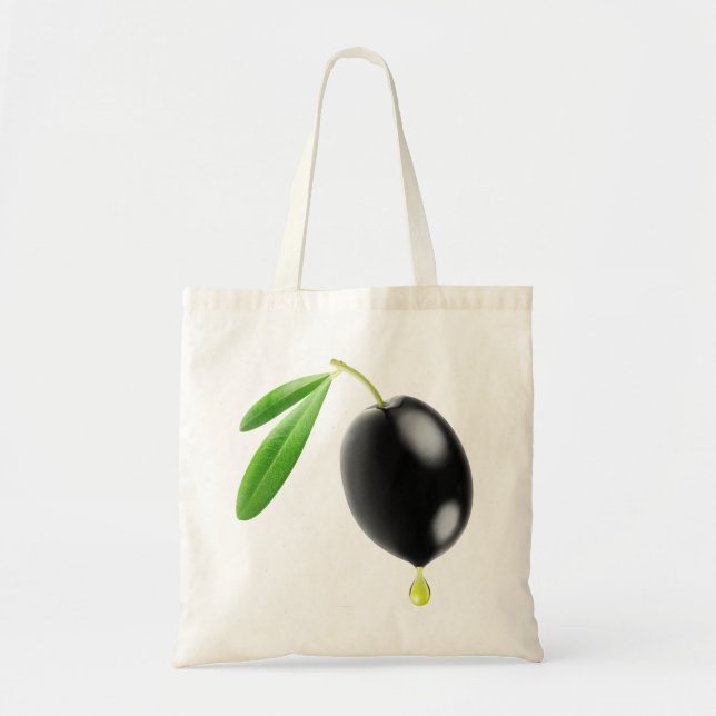 Bolso De Tela Oliva negra con gota de aceite (Frente)