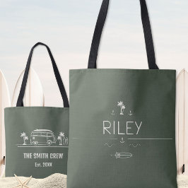 Bolso De Tela Olive Green Vintage Van Surfer Crew All-Over Print