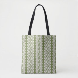 Bolso De Tela Olive Ikat Scallop, Delante y Detrás