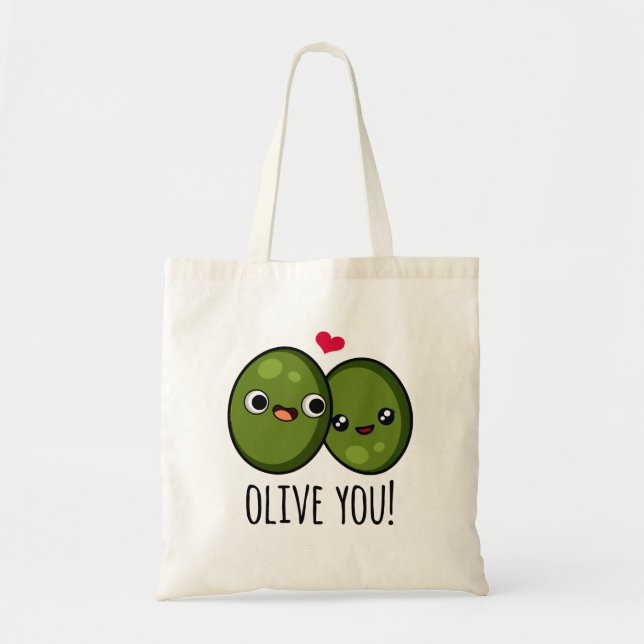 Bolso De Tela Olive You Funny Love Pun (Frente)