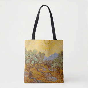 Bolso De Tela Olivos de Van Gogh Cielo Sol Amarillo