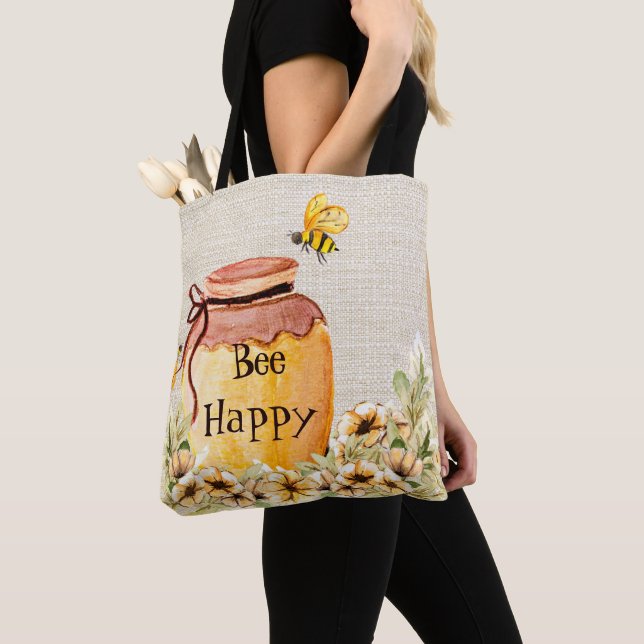 Bolso De Tela Olla de miel feliz abeja  (Detalle)