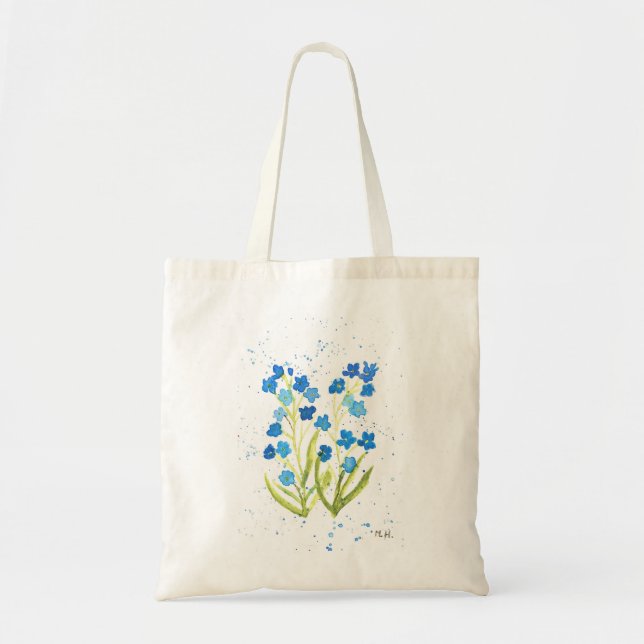 Bolso De Tela Olvídame no flores azules Ducha de novia (Frente)