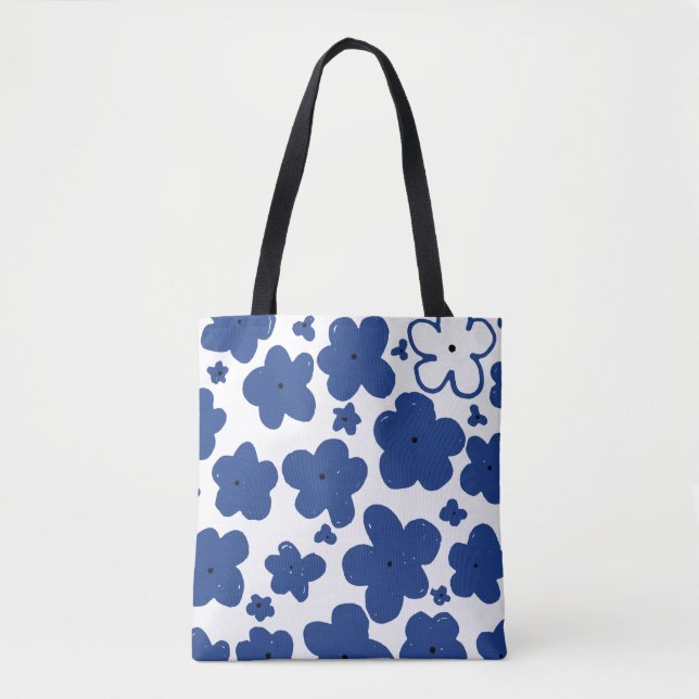 Bolso De Tela Olvídate de mí no azul floral (Anverso)