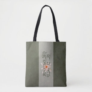 Bolso De Tela Om Mani Padme Hum Lotus - Azul-verde