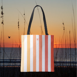 Bolso De Tela Ombre Beach Sunrise Stripe y Monograma Personaliza
