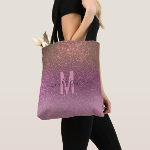 Bolso De Tela Ombre Monograma Purpurina de espárragos dorados ma
