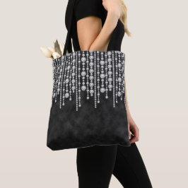 BOLSO DE TELA OMBRE NEGRO CON CADENAS DE DIAMANTE MIRAR PIEDRAS