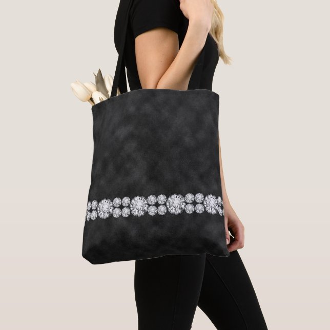 BOLSO DE TELA OMBRE NEGRO CON CADENAS DE DIAMANTE MIRAR PIEDRAS (Detalle)