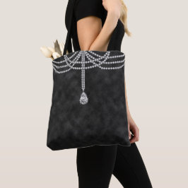 BOLSO DE TELA OMBRE NEGRO CON CADENAS DE DIAMANTE MIRAR PIEDRAS