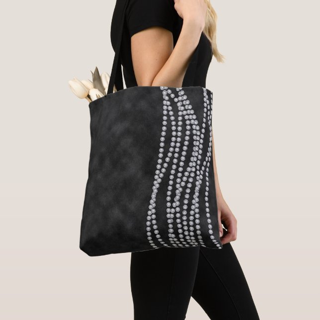 BOLSO DE TELA OMBRE NEGRO CON CADENAS DE DIAMANTE MIRAR PIEDRAS (Detalle)
