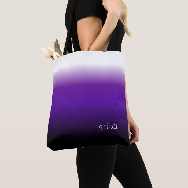 Bolso De Tela Ombre negro morado blanco (Detalle)