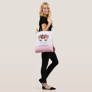 Bolso De Tela Ombre Rosa De Gato Floral Cortado