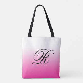 Bolso De Tela Ombre rosado caliente sobre cualquier color con mo