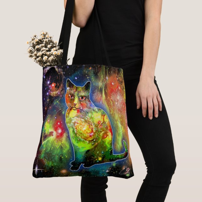 Bolso De Tela Omicron de gato cósmico (Detalle)