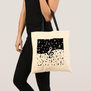 Bolso De Tela Onda elegante del Clef agudo blanco y negro