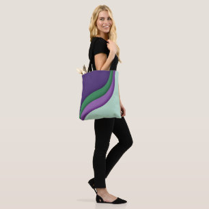 Bolso De Tela Onda moderna púrpura verde 